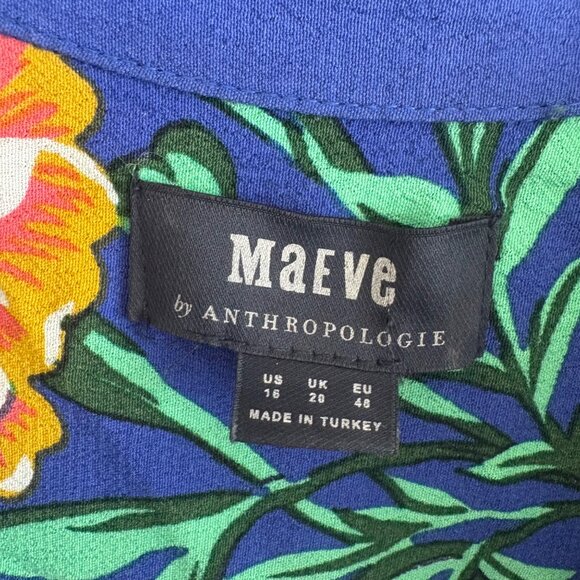 Maeve by Anthropologie Sleeveless Front Button Midi Dress Floral Women’s Size 16 - Picture 7 of 8